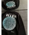 Lushiowear Kadın 3 İplik Pamuklu Bisiklet Yaka Baskılı SweatShirt - Siyah