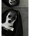 Lushiowear Kadın 3 iplik Kışlık Bisiklet Yaka Baskılı SweatShirt - Siyah