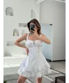 Mini Askılı Elbise - Beyaz