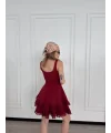 Mini Askılı Elbise - Bordo