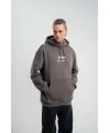 Üç İplik Kapşonlu Dijital Patchli SweatShirt - Füme