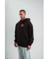 Double Oversize Kapşonlu Dijital Patchli SweatShirt - Kahve