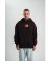 Double Oversize Kapşonlu Dijital Patchli SweatShirt - Kahve