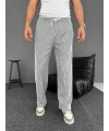 Su Yolu Çizgili Cepli Pantalon Yazlık - Gri