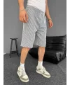 Su Yolu Çizgili Ön Arka Cepli Şort Yazlık Nefes Alabilir - Gri