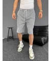 Su Yolu Çizgili Ön Arka Cepli Şort Yazlık Nefes Alabilir - Gri