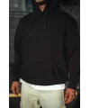 Üç İplik Penye Kapşonlu Basic SweatShirt - Siyah
