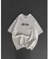 Unisex Baskılı Oversize T-Shirt - Beyaz