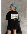 Unisex Baskılı Oversize T-Shirt - Siyah