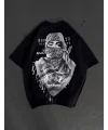 Unisex Baskılı Oversize T-Shirt - Siyah