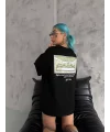 Unisex Baskılı Oversize T-Shirt - Siyah
