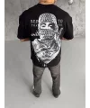 Unisex Baskılı Oversize T-Shirt - Siyah