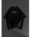Unisex Baskılı Oversize T-Shirt - Siyah