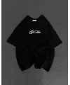 Unisex Baskılı Oversize T-Shirt - Siyah