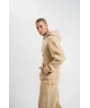 Unisex Double Oversize Kapşonlu Basic SweatShirt - Bej