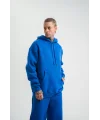 ERKEK Double Oversize Kapşonlu Basic SweatShirt - Mavi