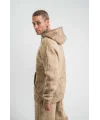 ERKEK Double Oversize Kapşonlu Yıkamalı SweatShirt - Bej