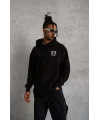 ERKEK Kapşonlu Baskılı Sweetshirt - Siyah