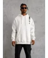 ERKEK Kapşonlu Uzun Kol Baskılı Sweetshirt - Beyaz