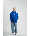 Unisex Kapşonlu Uzun Kol Patchli Nakışlı SweatShirt - Mavi