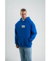 Unisex Kapşonlu Uzun Kol Patchli Nakışlı SweatShirt - Mavi