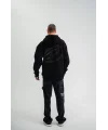 ERKEK Üç İplik Kapşonlu Nakışlı SweatShirt - Siyah