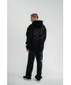ERKEK Üç İplik Kapşonlu Nakışlı SweatShirt - Siyah