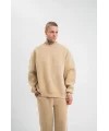 Uzun Kol Bisiklet Yaka Basic SweatShirt - Bej