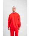 Uzun Kol Bisiklet Yaka Basic SweatShirt - Kırmızı