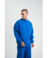 Uzun Kol Bisiklet Yaka Basic SweatShirt - Mavi