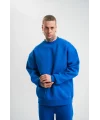 Uzun Kol Bisiklet Yaka Basic SweatShirt - Mavi