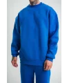 Uzun Kol Bisiklet Yaka Basic SweatShirt - Mavi