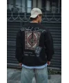Uzun Kol Bisiklet Yaka Baskılı SweatShirt - Siyah