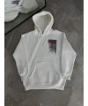 Uzun Kol Kapüşonlu Ön Ve Arka Baskılı SweatShirt - Beyaz