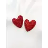 Çivi Model Kalp Küpe Kırmızı