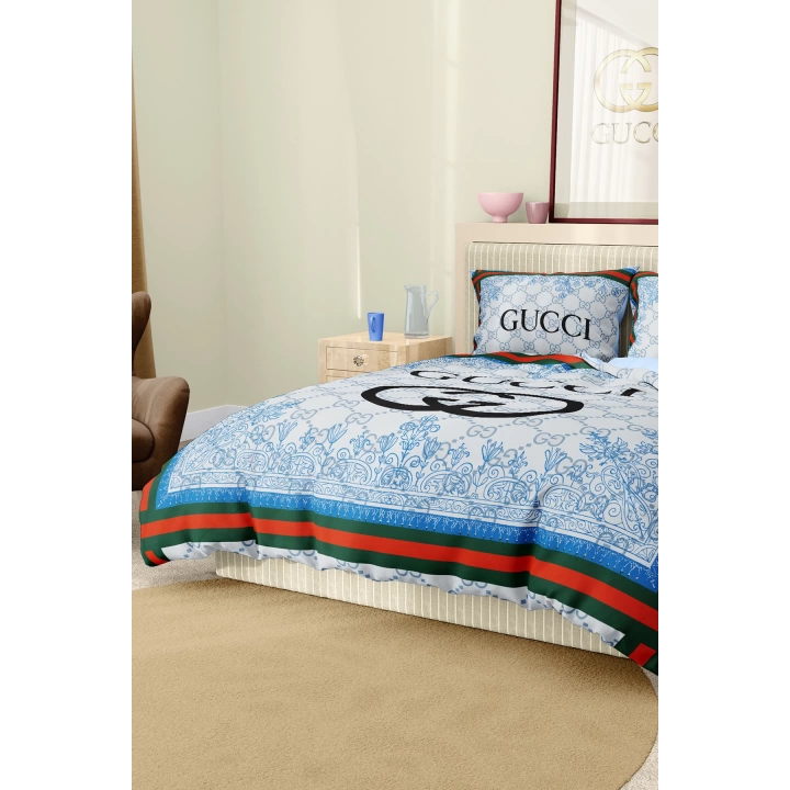 Marka Nevresim Takımı Çift Kişilik Pamuklu Saten Kumaş 6 Parça 3D Dijital Baskı Duvet Cover Set Model No:51