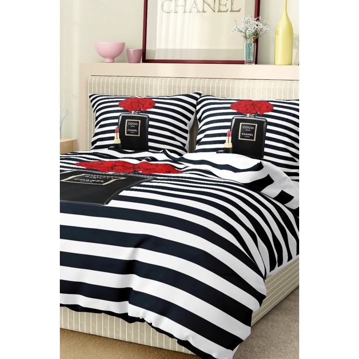 Marka Nevresim Takımı Çift Kişilik Pamuklu Saten Kumaş 6 Parça 3D Dijital Baskı Duvet Cover Set