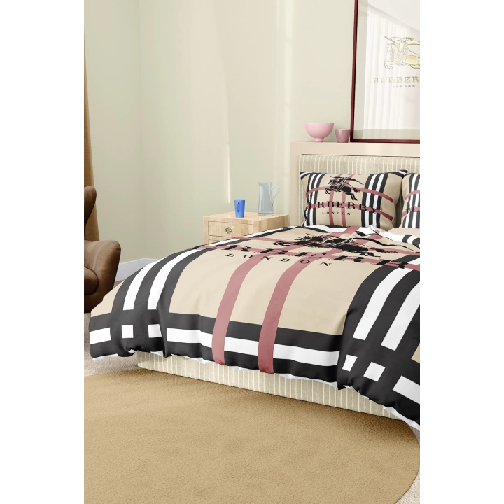 Marka Nevresim Takımı Çift Kişilik Pamuklu Saten Kumaş 6 Parça 3D Dijital Baskı Duvet Cover Set Model No:12