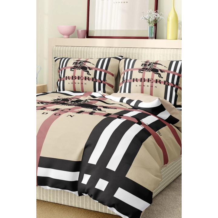 Marka Nevresim Takımı Çift Kişilik Pamuklu Saten Kumaş 6 Parça 3D Dijital Baskı Duvet Cover Set Model No:12
