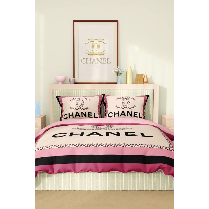 Marka Nevresim Takımı Çift Kişilik Pamuklu Saten Kumaş 6 Parça 3D Dijital Baskı Duvet Cover Set Model No:18