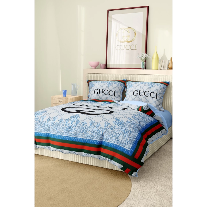 Marka Nevresim Takımı Çift Kişilik Pamuklu Saten Kumaş 6 Parça 3D Dijital Baskı Duvet Cover Set Model No:51