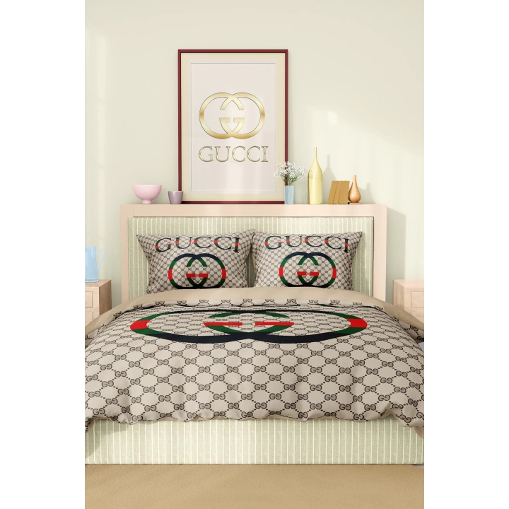 Marka Nevresim Takımı Çift Kişilik Pamuklu Saten Kumaş 6 Parça 3D Dijital Baskı Duvet Cover Set Model No:52
