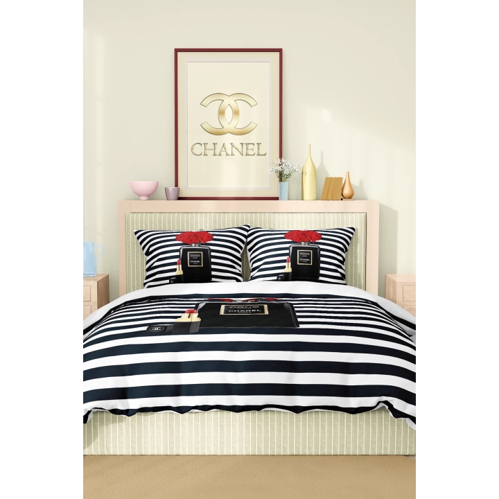 Marka Nevresim Takımı Çift Kişilik Pamuklu Saten Kumaş 6 Parça 3D Dijital Baskı Duvet Cover Set