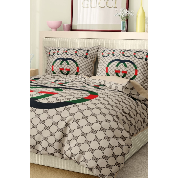 Marka Nevresim Takımı Çift Kişilik Pamuklu Saten Kumaş 6 Parça 3D Dijital Baskı Duvet Cover Set Model No:52