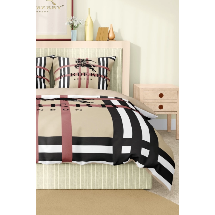 Marka Nevresim Takımı Çift Kişilik Pamuklu Saten Kumaş 6 Parça 3D Dijital Baskı Duvet Cover Set Model No:12