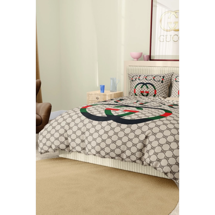 Marka Nevresim Takımı Çift Kişilik Pamuklu Saten Kumaş 6 Parça 3D Dijital Baskı Duvet Cover Set Model No:52