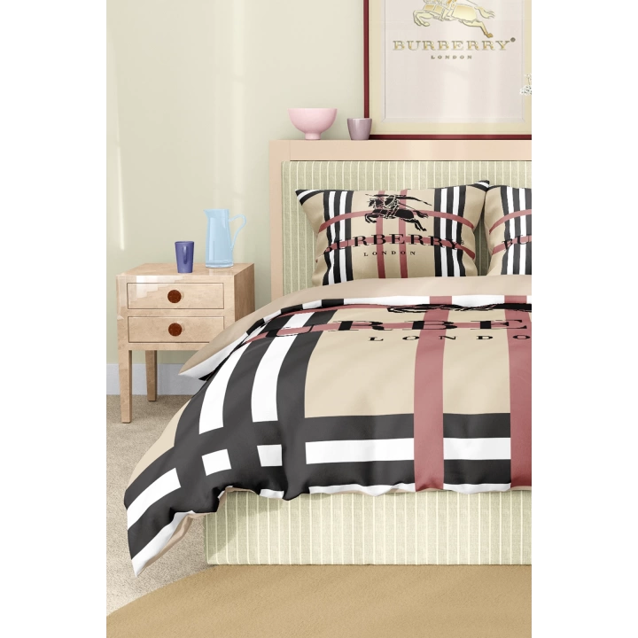 Marka Nevresim Takımı Çift Kişilik Pamuklu Saten Kumaş 6 Parça 3D Dijital Baskı Duvet Cover Set Model No:12