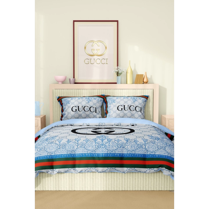 Marka Nevresim Takımı Çift Kişilik Pamuklu Saten Kumaş 6 Parça 3D Dijital Baskı Duvet Cover Set Model No:51