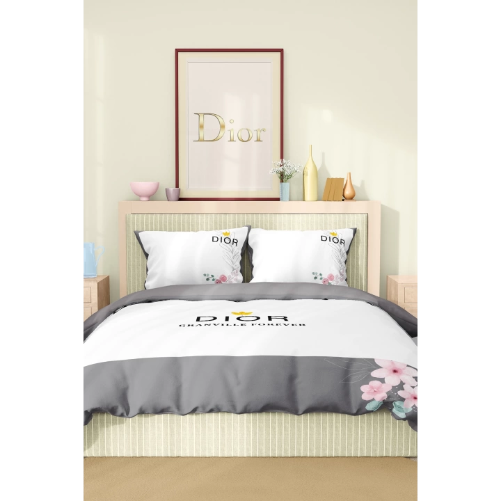 Marka Nevresim Takımı Çift Kişilik Pamuklu Saten Kumaş 6 Parça 3D Dijital Baskı Duvet Cover Set Model No:47