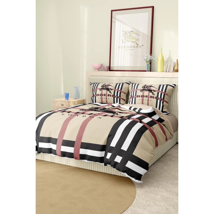 Marka Nevresim Takımı Çift Kişilik Pamuklu Saten Kumaş 6 Parça 3D Dijital Baskı Duvet Cover Set Model No:12